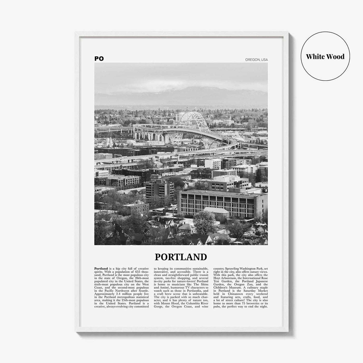 Portland Print Black and White Oregon No 2, Portland Wall Art, Portland Poster, Portland Photo, Portland Decor, Oregon, United States