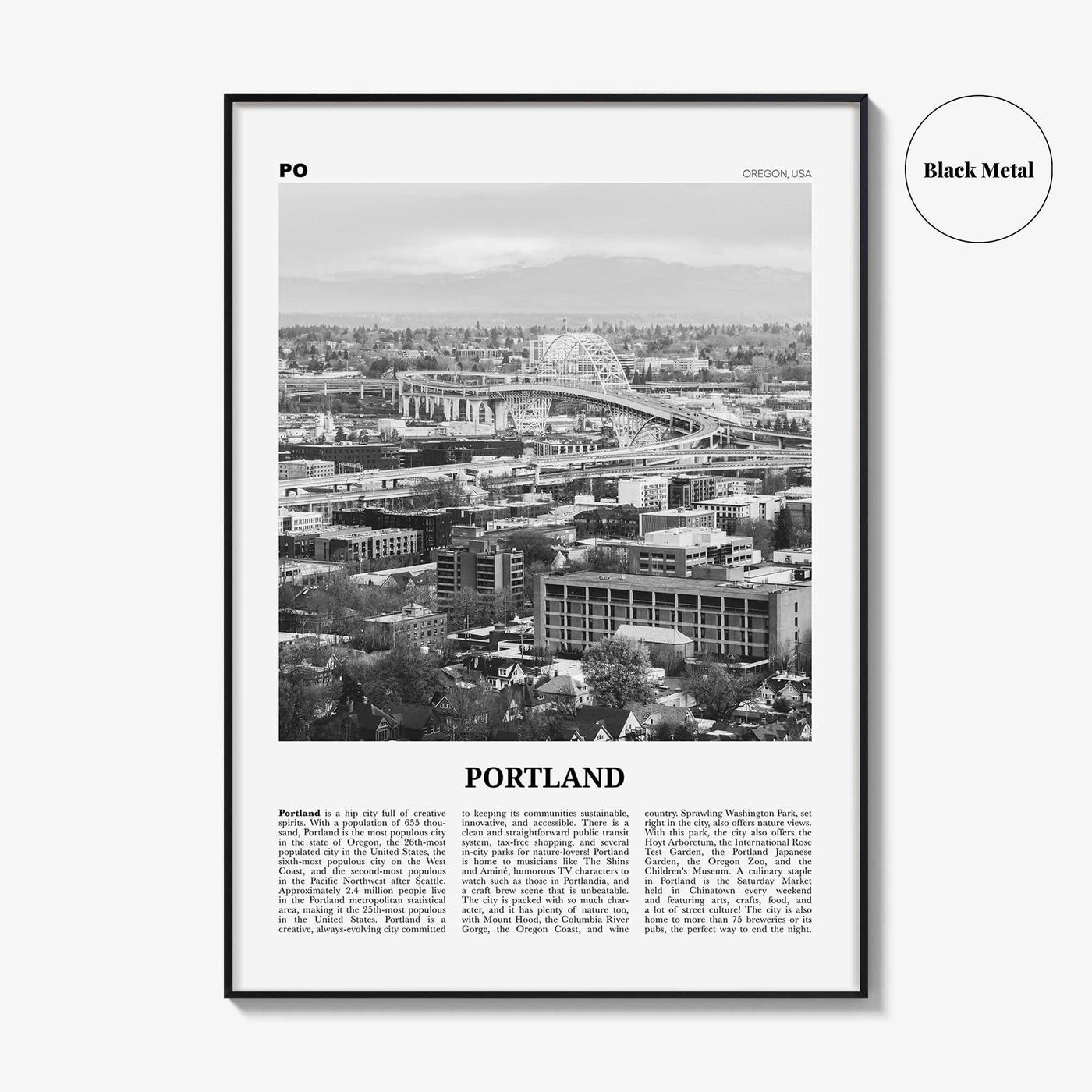 Portland Print Black and White Oregon No 2, Portland Wall Art, Portland Poster, Portland Photo, Portland Decor, Oregon, United States