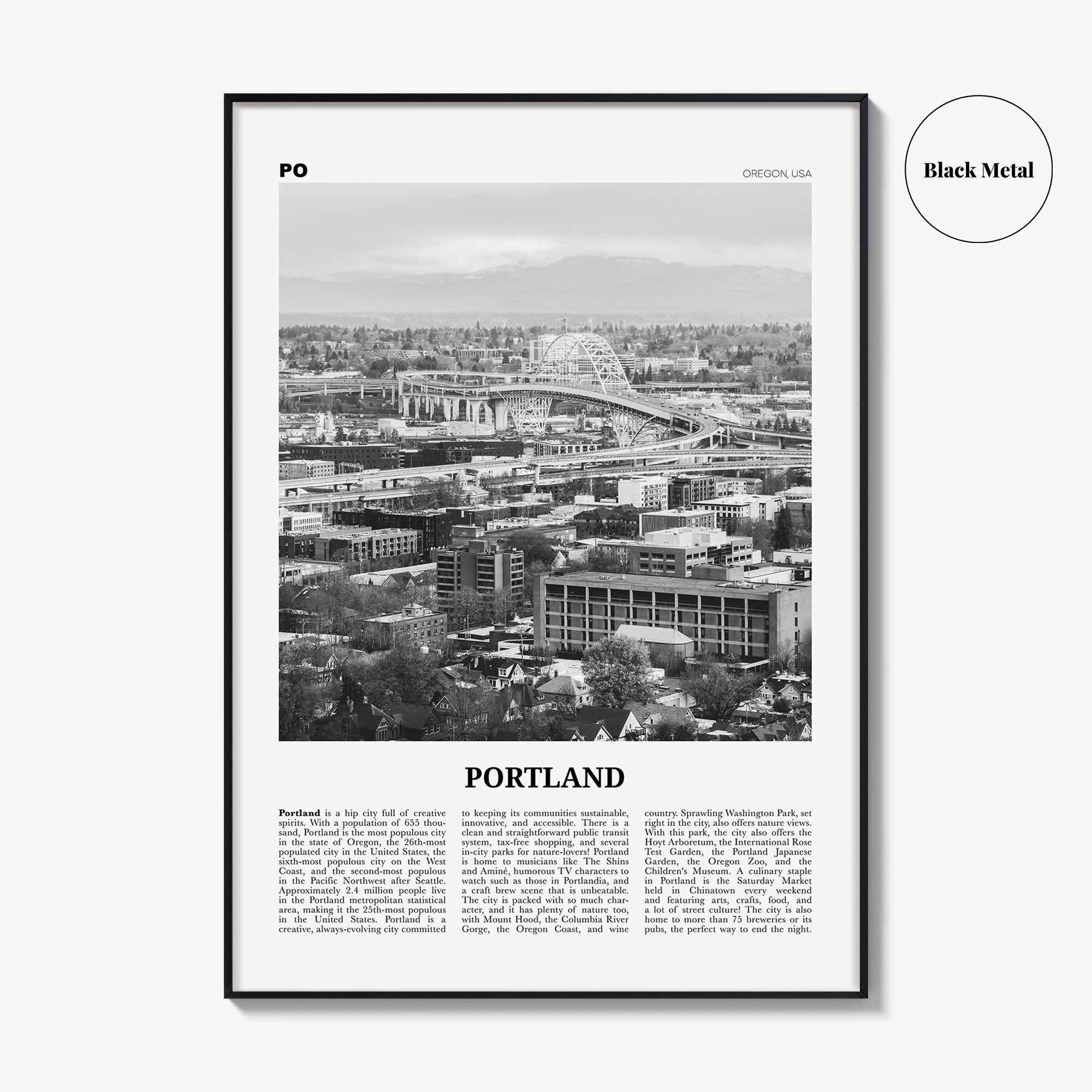 Portland Print Black and White Oregon No 2, Portland Wall Art, Portland Poster, Portland Photo, Portland Decor, Oregon, United States