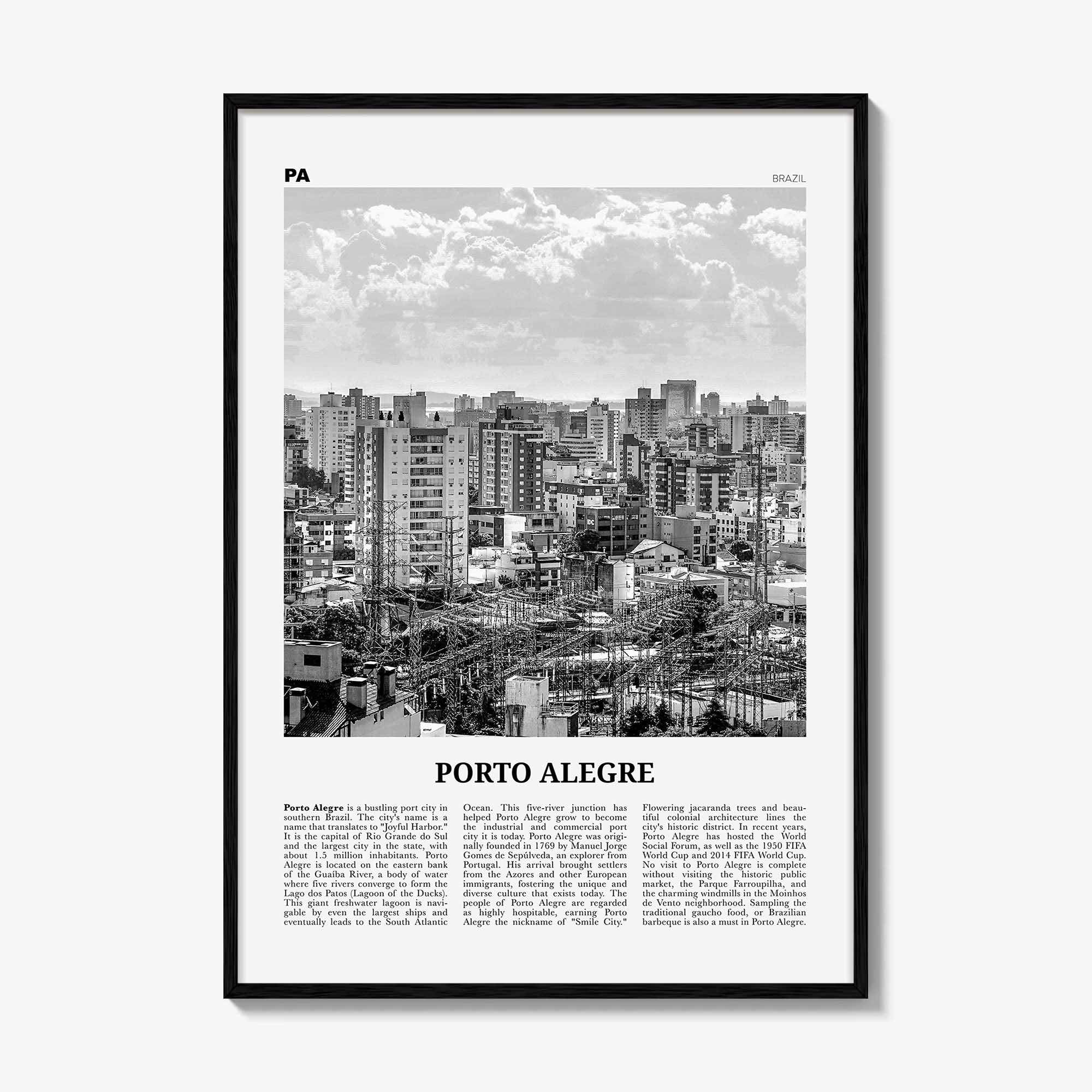 Porto Alegre Print Black and White, Porto Alegre Wall Art, Porto Alegre Poster, Porto Alegre Photo, Porto Alegre Wall Décor, Brazil