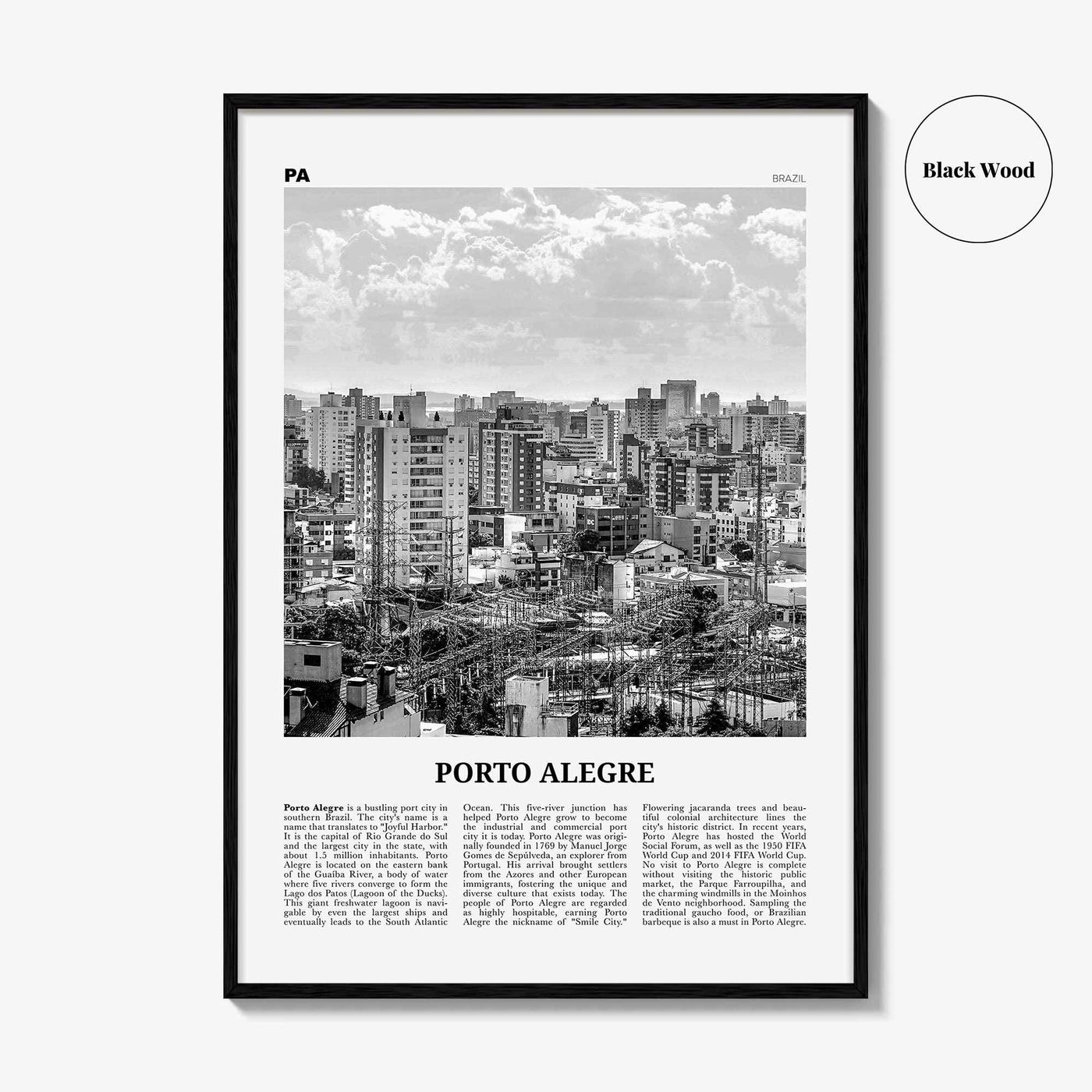 Porto Alegre Print Black and White, Porto Alegre Wall Art, Porto Alegre Poster, Porto Alegre Photo, Porto Alegre Wall Décor, Brazil