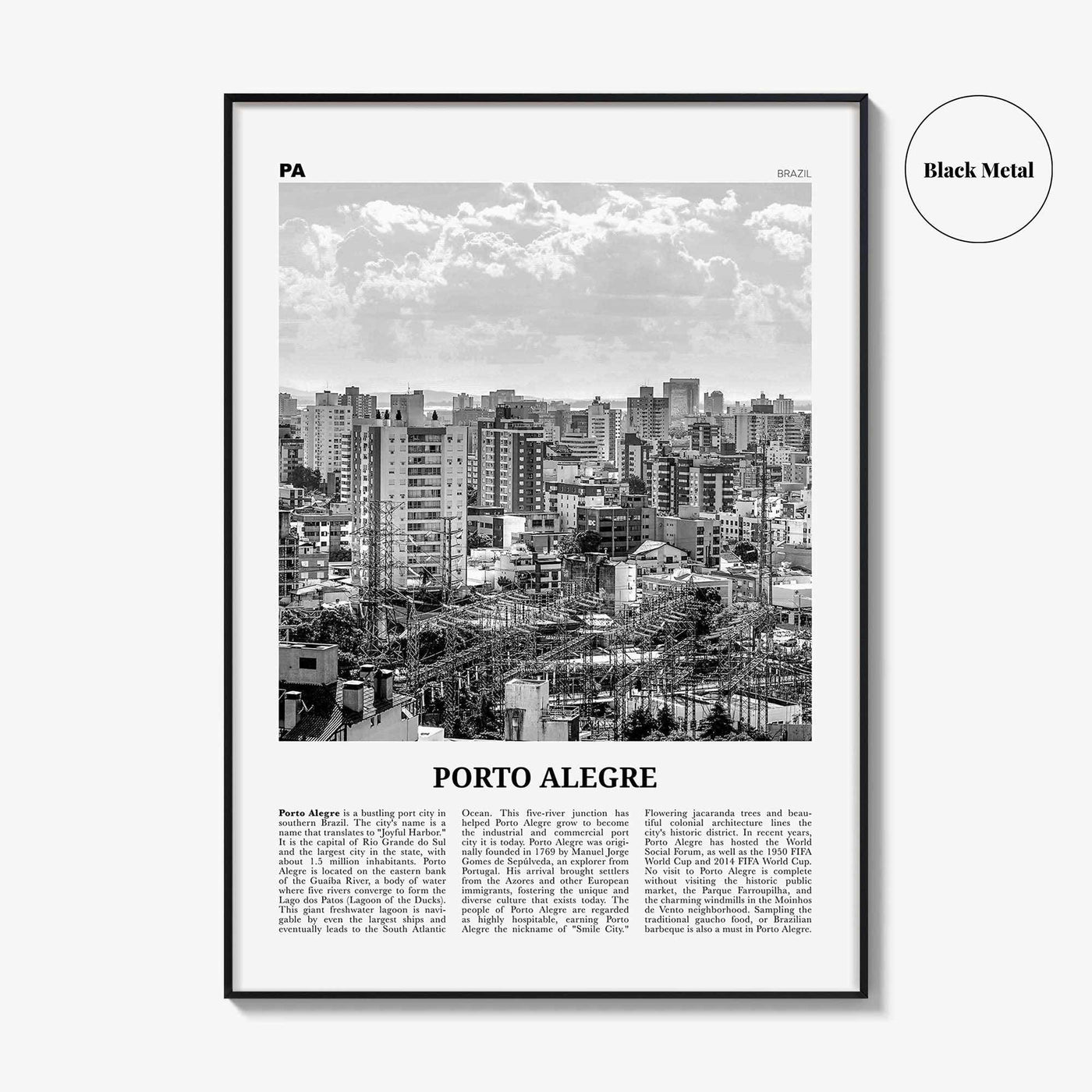 Porto Alegre Print Black and White, Porto Alegre Wall Art, Porto Alegre Poster, Porto Alegre Photo, Porto Alegre Wall Décor, Brazil