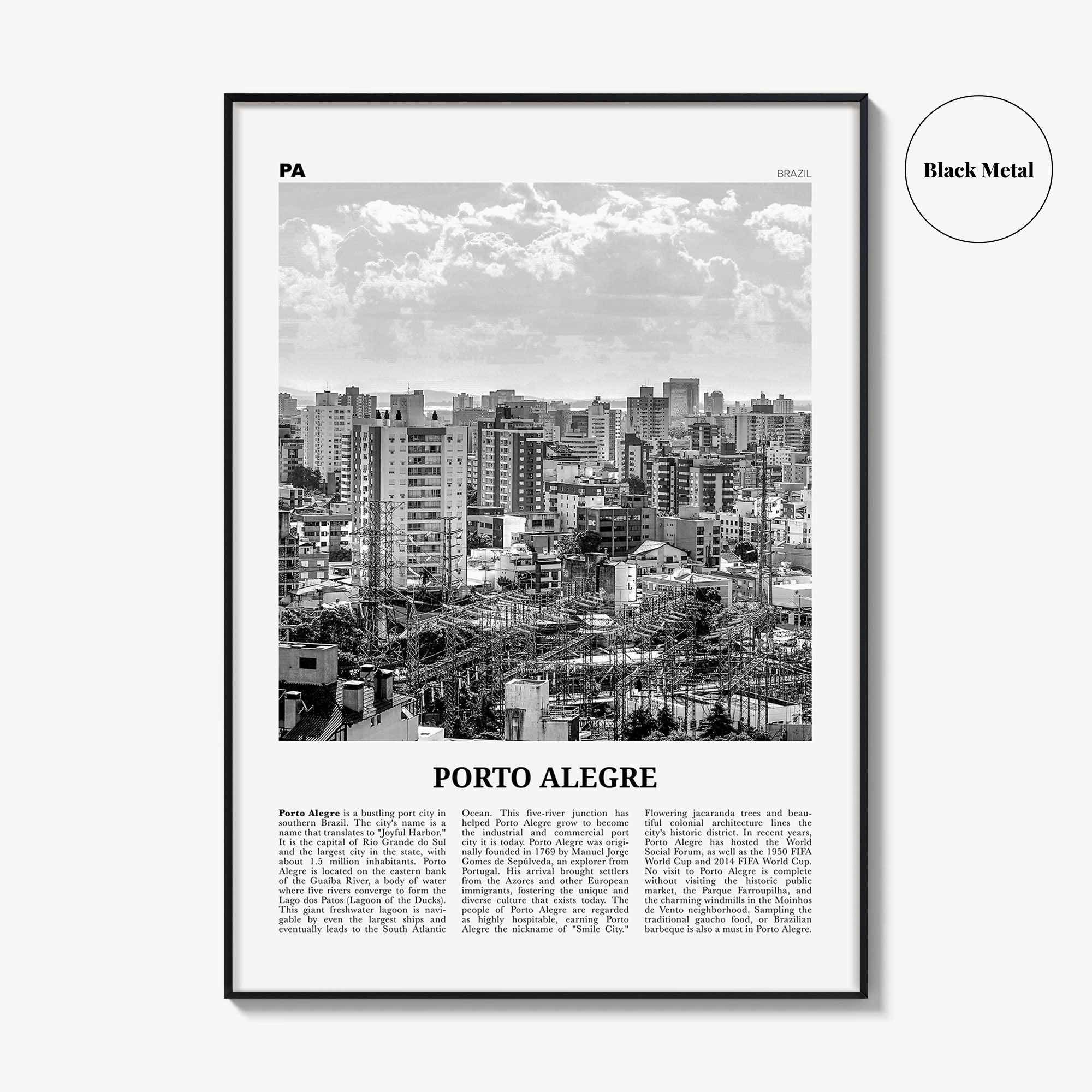 Porto Alegre Print Black and White, Porto Alegre Wall Art, Porto Alegre Poster, Porto Alegre Photo, Porto Alegre Wall Décor, Brazil