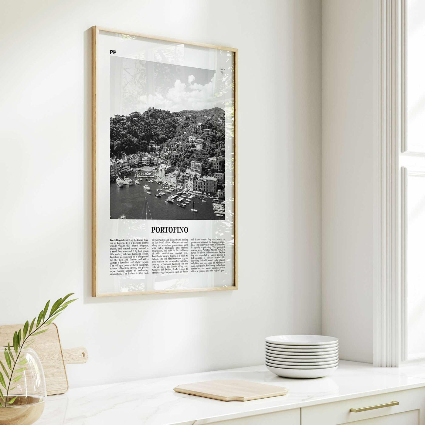 Portofino Print Black and White, Portofino Wall Art, Portofino Poster, Portofino Photo, Portofino Wall Décor, Portofino Map, Italy