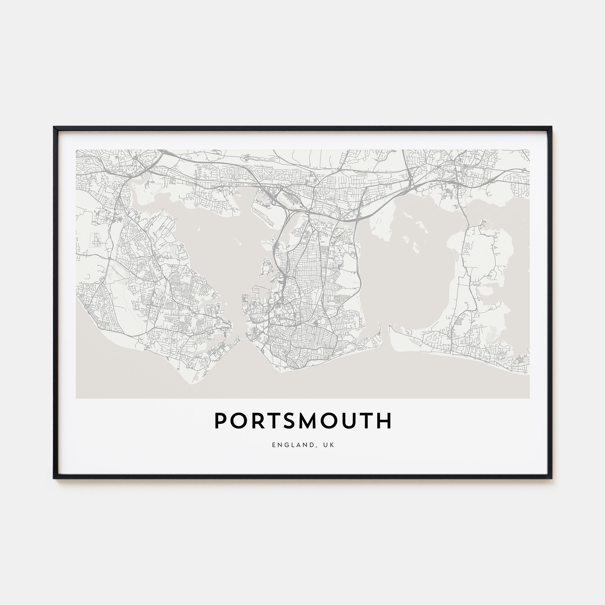 Portsmouth, England Map Landscape Poster