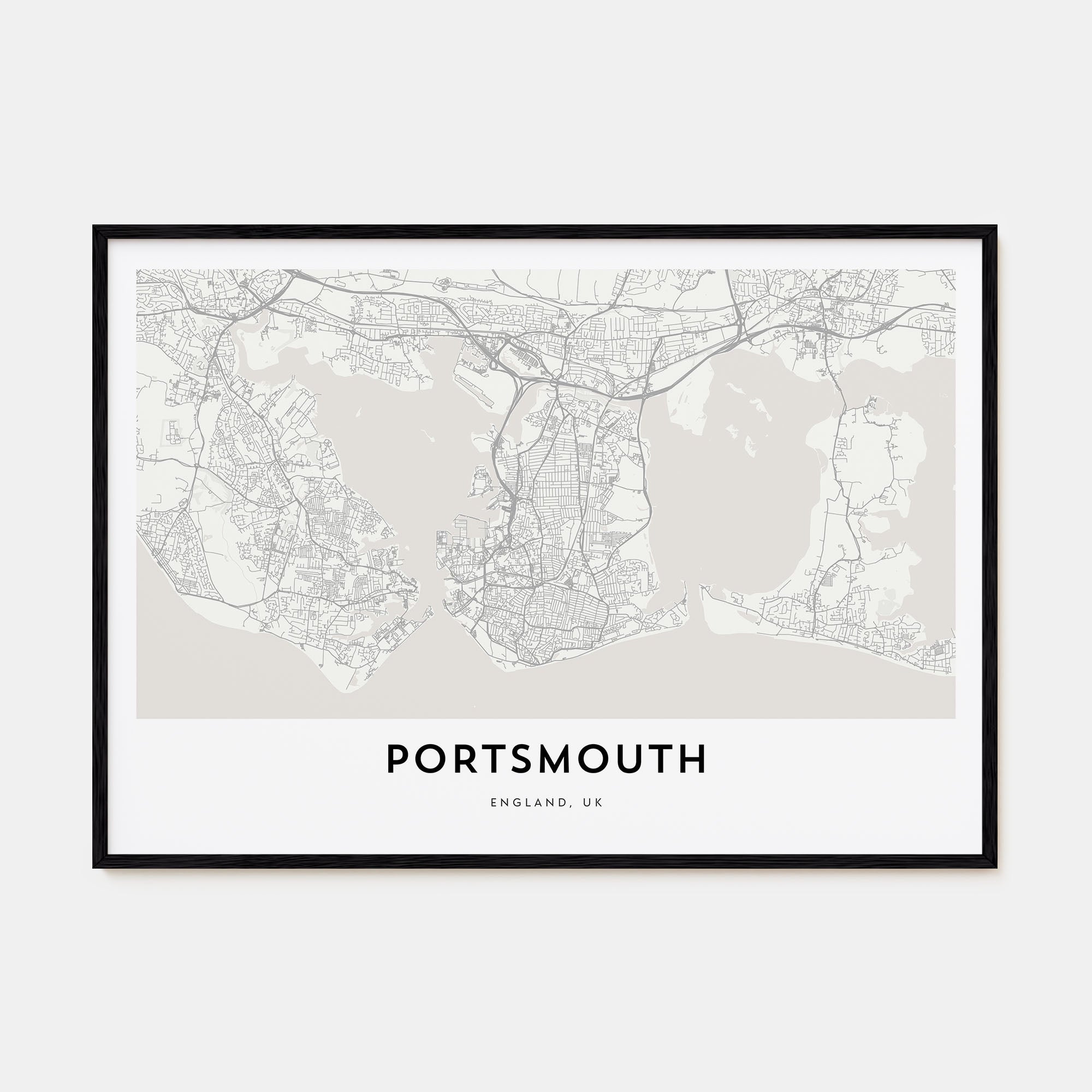 Portsmouth, England Map Landscape Poster