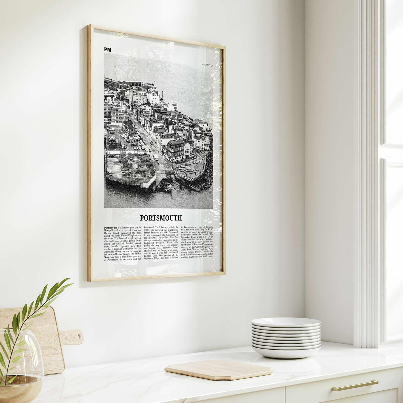 Portsmouth Print Black and White England No 1, Portsmouth Wall Art, Portsmouth Poster, Portsmouth Photo, Portsea Island, Hampshire