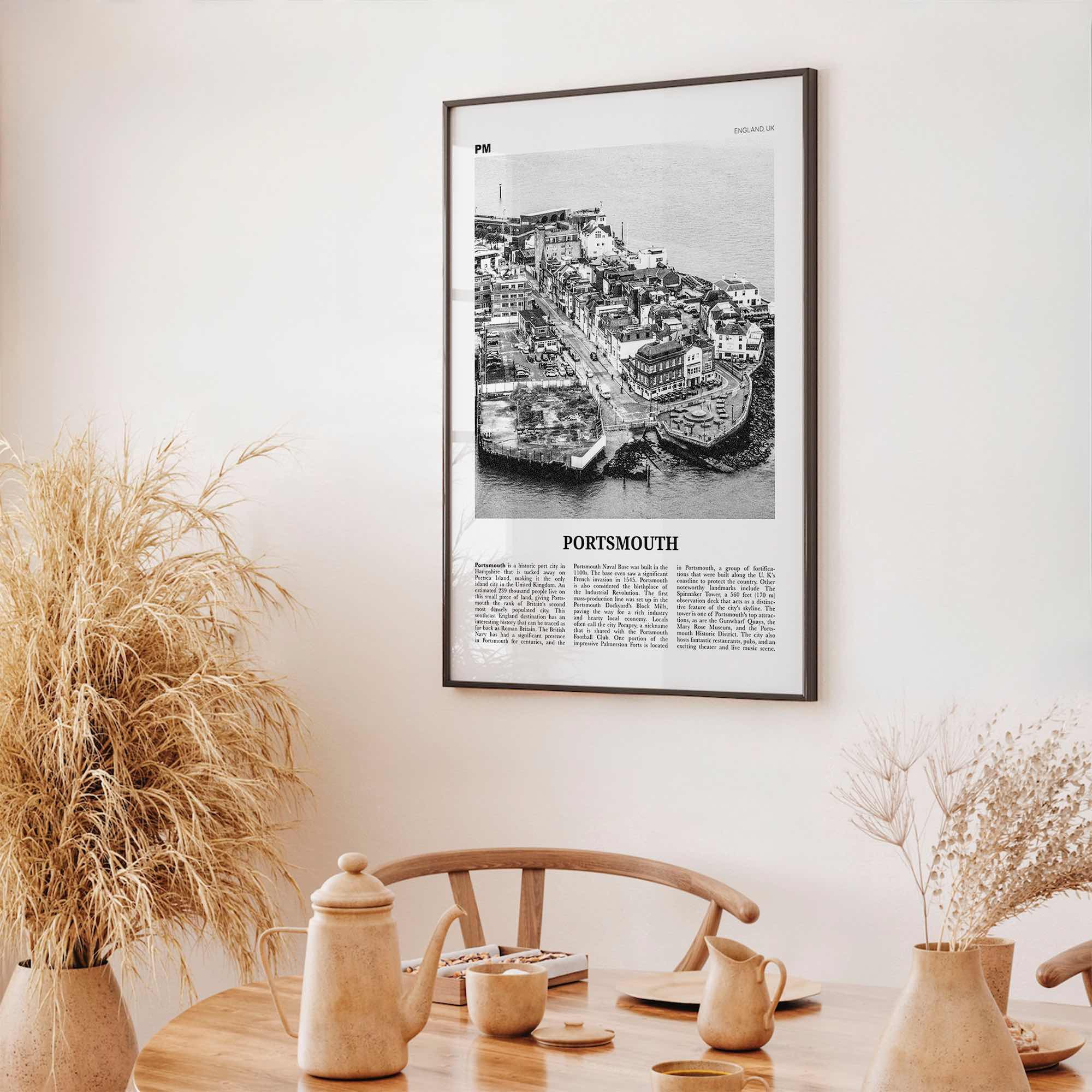 Portsmouth Print Black and White England No 1, Portsmouth Wall Art, Portsmouth Poster, Portsmouth Photo, Portsea Island, Hampshire