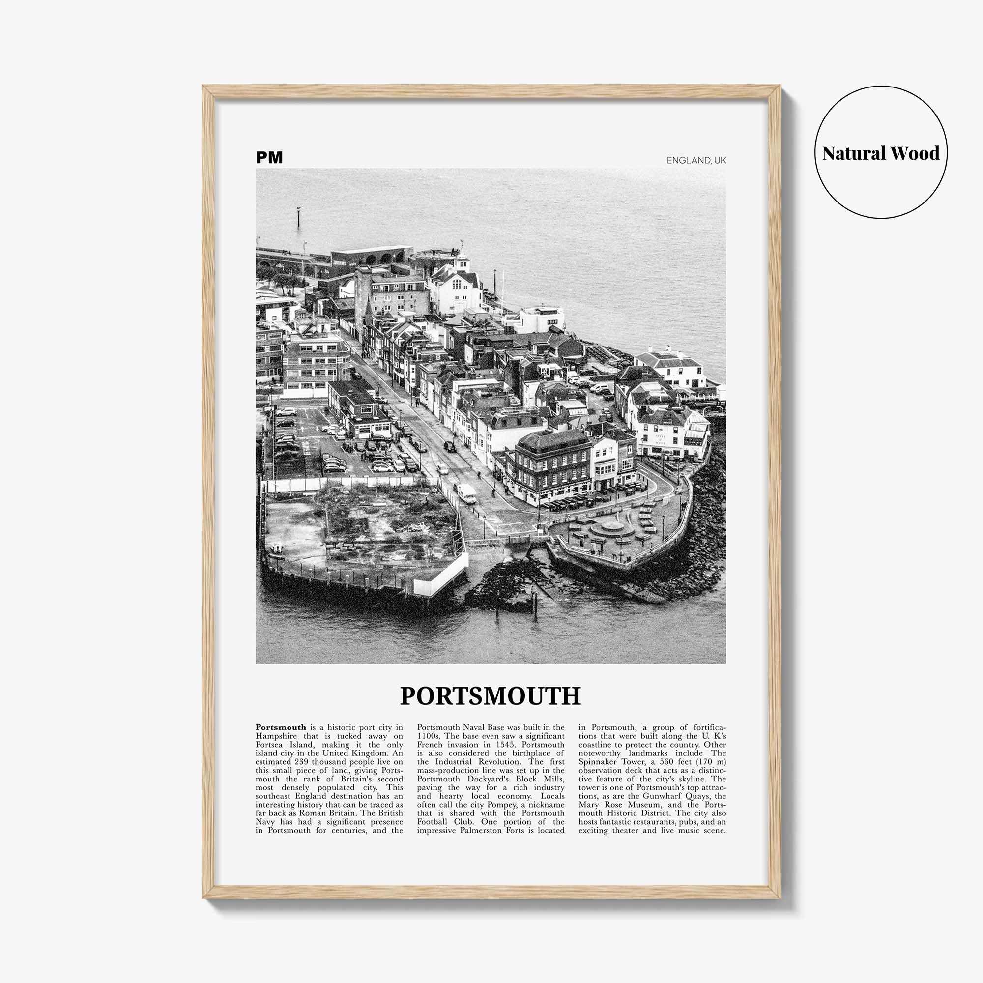 Portsmouth Print Black and White England No 1, Portsmouth Wall Art, Portsmouth Poster, Portsmouth Photo, Portsea Island, Hampshire