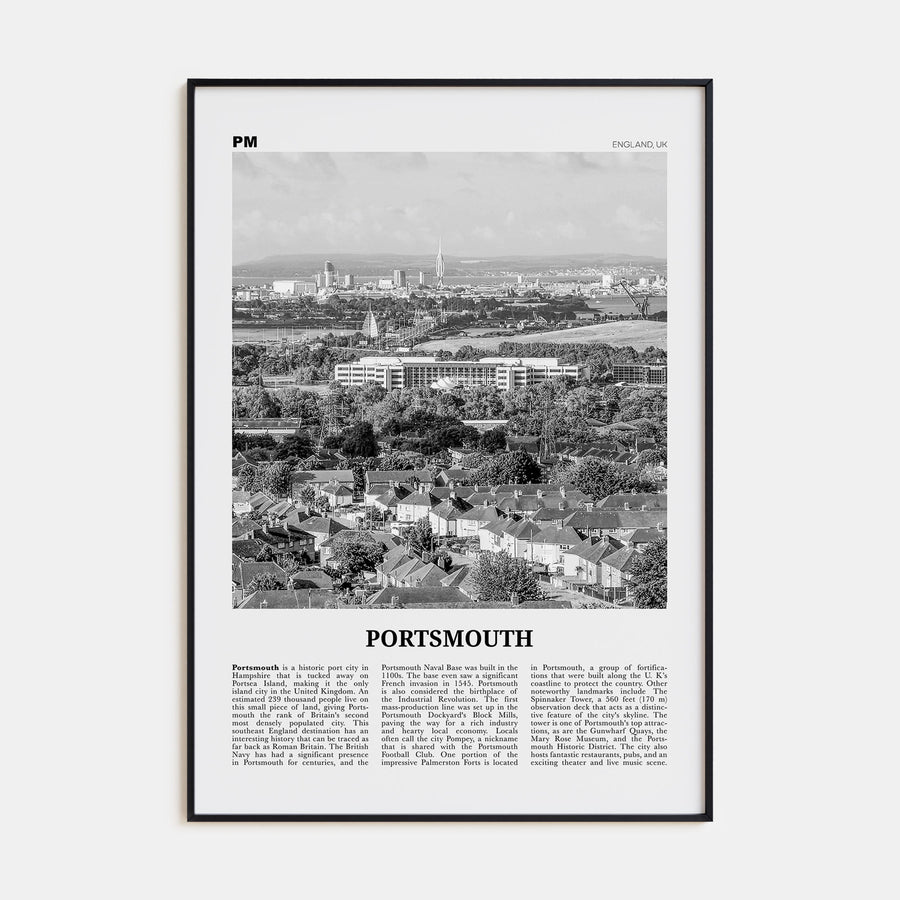 Portsmouth, England Travel B&W No 2 Poster