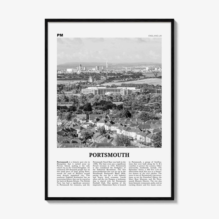 Portsmouth Print Black and White England No 2, Portsmouth Wall Art, Portsmouth Poster, Portsmouth Photo, Portsea Island, Hampshire