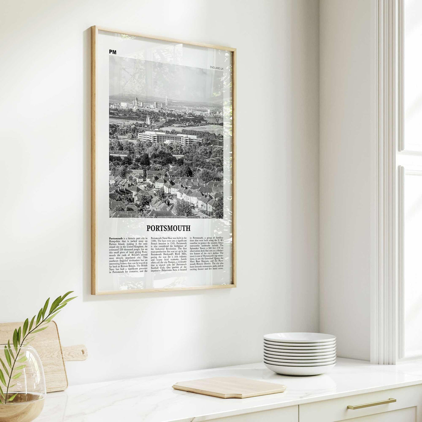 Portsmouth Print Black and White England No 2, Portsmouth Wall Art, Portsmouth Poster, Portsmouth Photo, Portsea Island, Hampshire