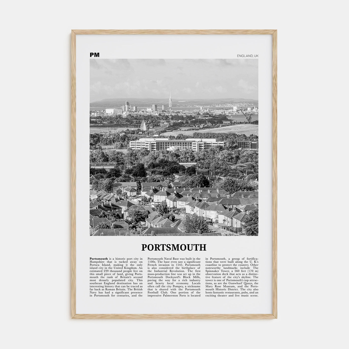Portsmouth, England Travel B&W No 2 Poster