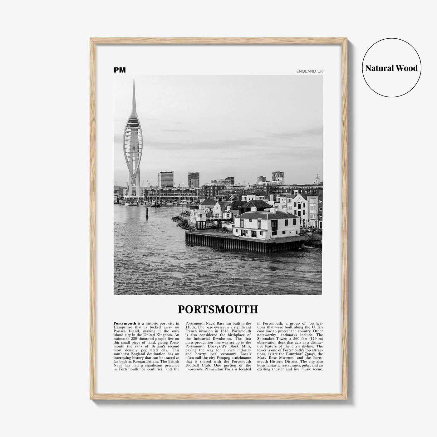 Portsmouth Print Black and White England No 3, Portsmouth Wall Art, Portsmouth Poster, Portsmouth Photo, Portsea Island, Hampshire