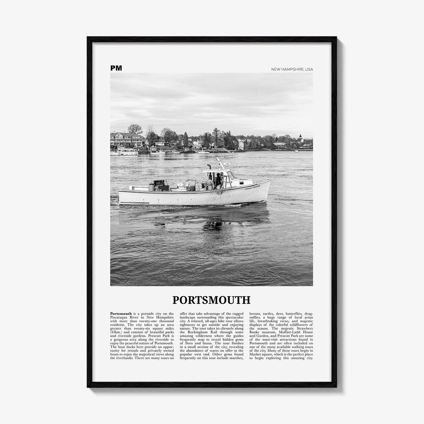 Portsmouth Print Black and White New Hampshire, Portsmouth Wall Art, Portsmouth Poster, Portsmouth Photo, Portsmouth, USA, United States