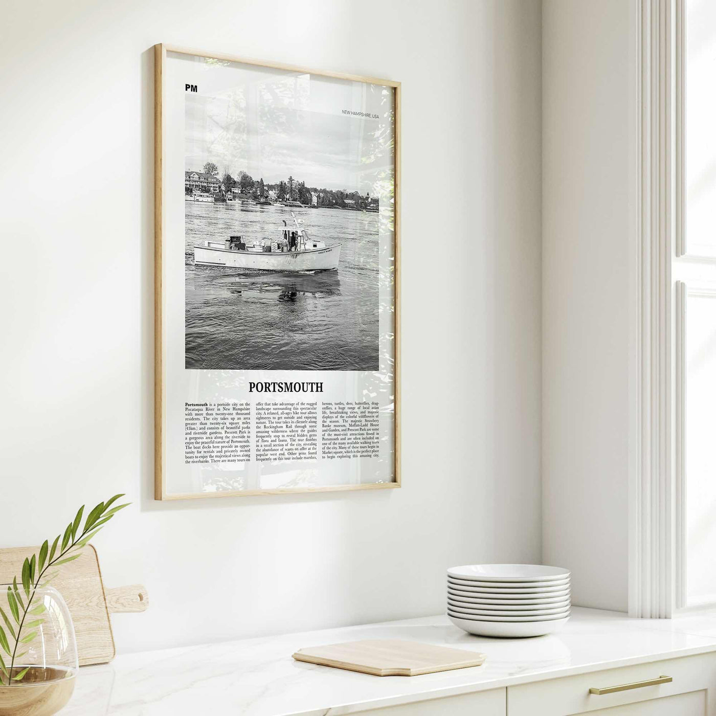 Portsmouth Print Black and White New Hampshire, Portsmouth Wall Art, Portsmouth Poster, Portsmouth Photo, Portsmouth, USA, United States