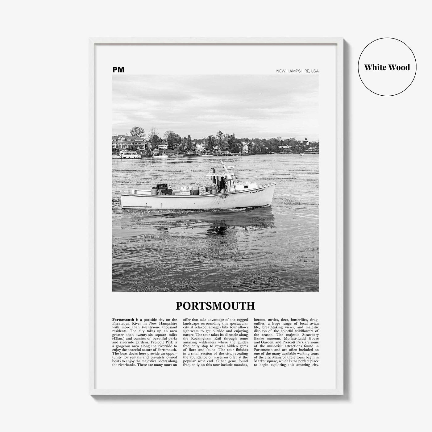 Portsmouth Print Black and White New Hampshire, Portsmouth Wall Art, Portsmouth Poster, Portsmouth Photo, Portsmouth, USA, United States