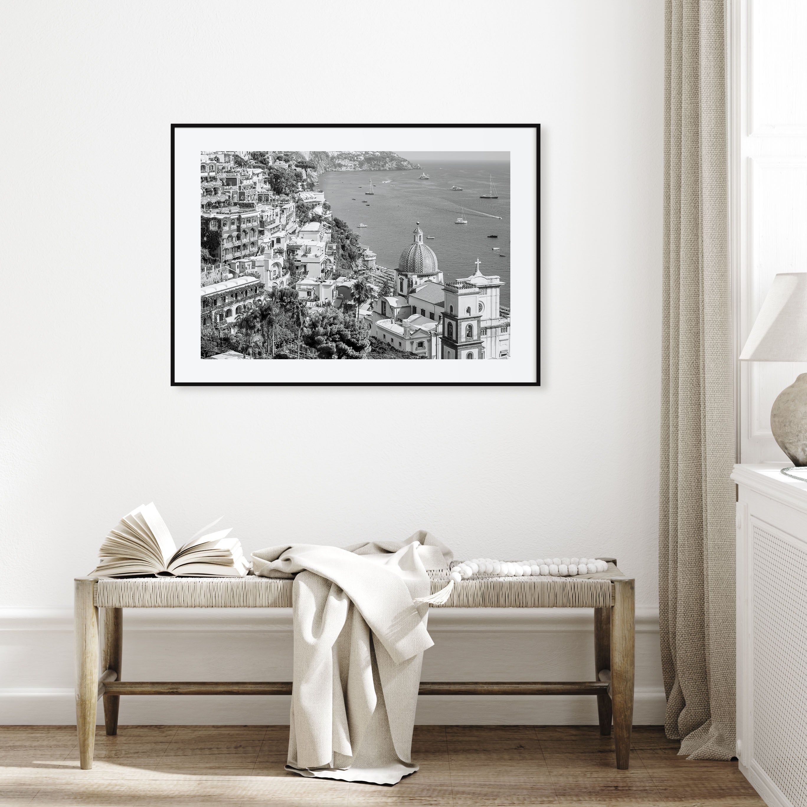 Positano Landscape B&W No 2 Poster