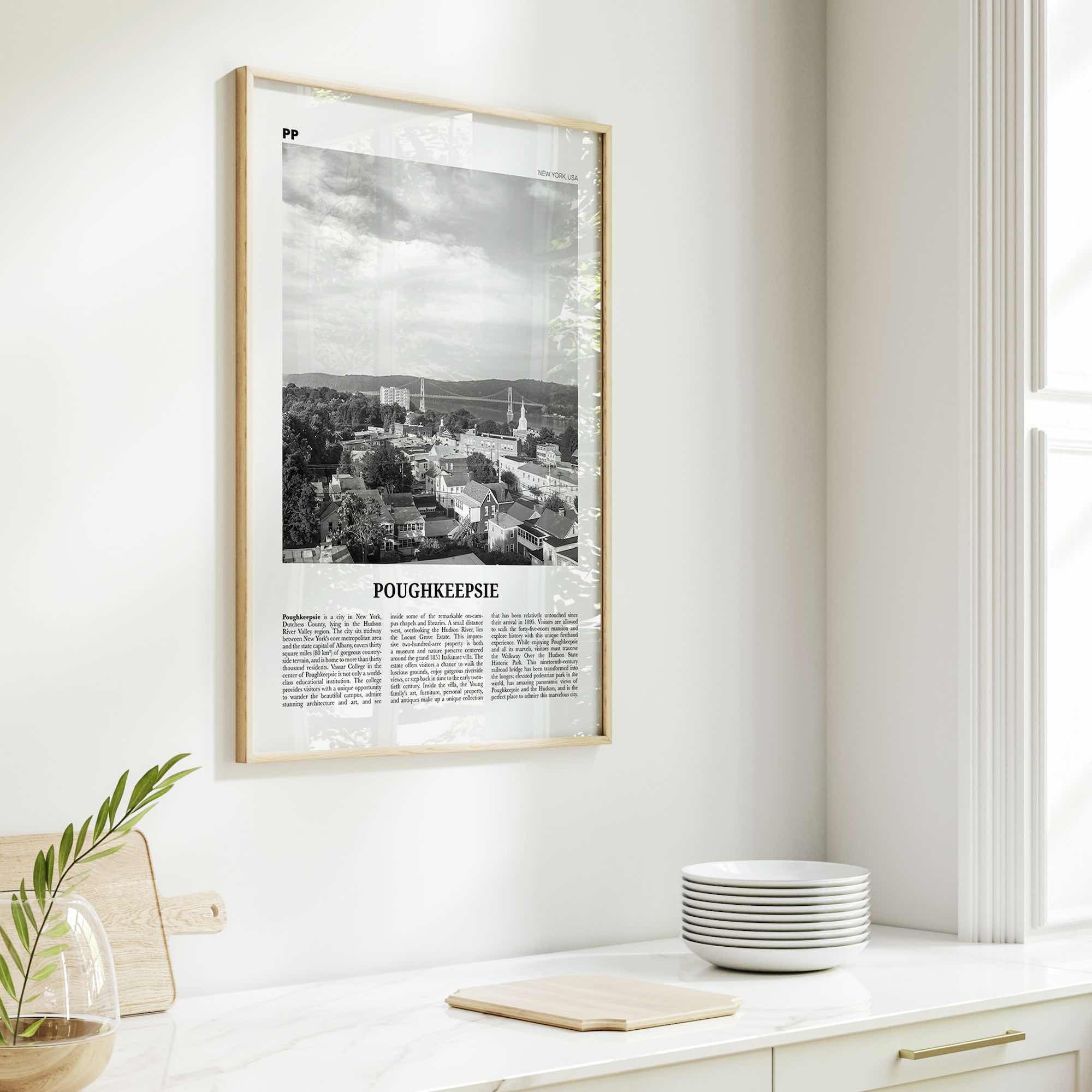 Poughkeepsie Print Black and White, Poughkeepsie Wall Art, Poughkeepsie Poster, Poughkeepsie Photo, Poughkeepsie Map, New York, USA