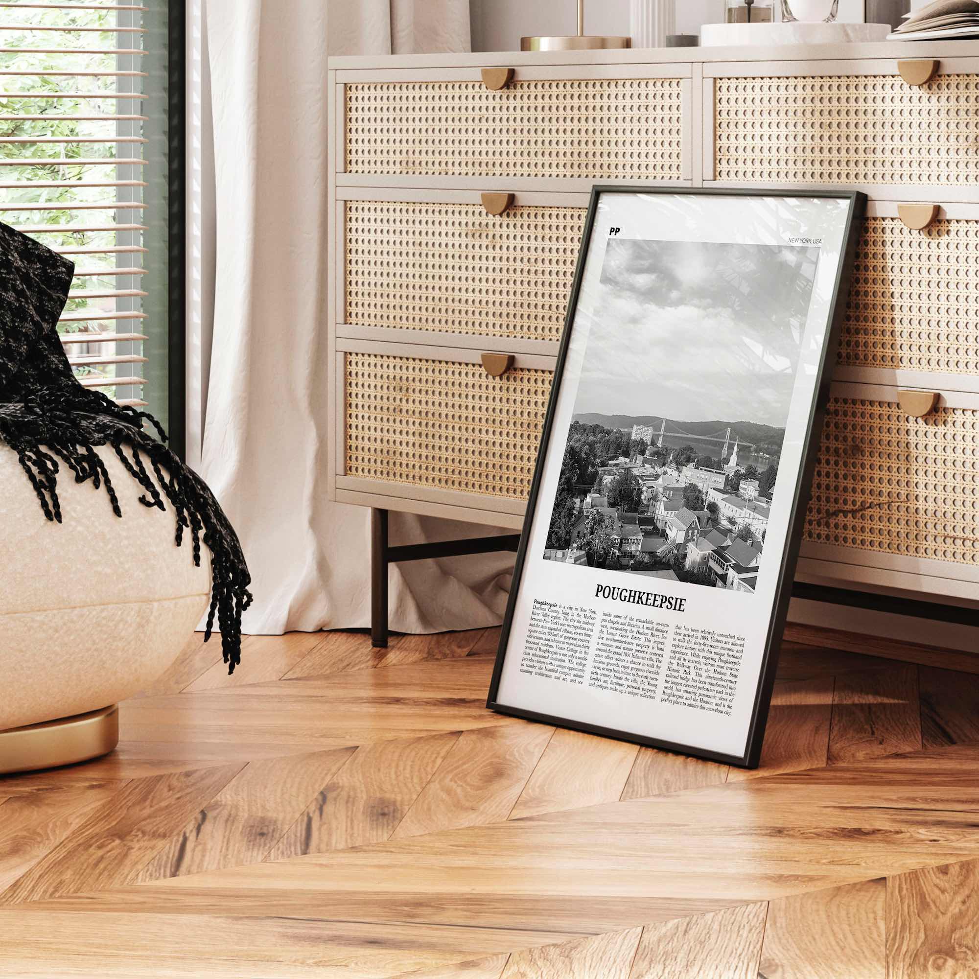 Poughkeepsie Print Black and White, Poughkeepsie Wall Art, Poughkeepsie Poster, Poughkeepsie Photo, Poughkeepsie Map, New York, USA