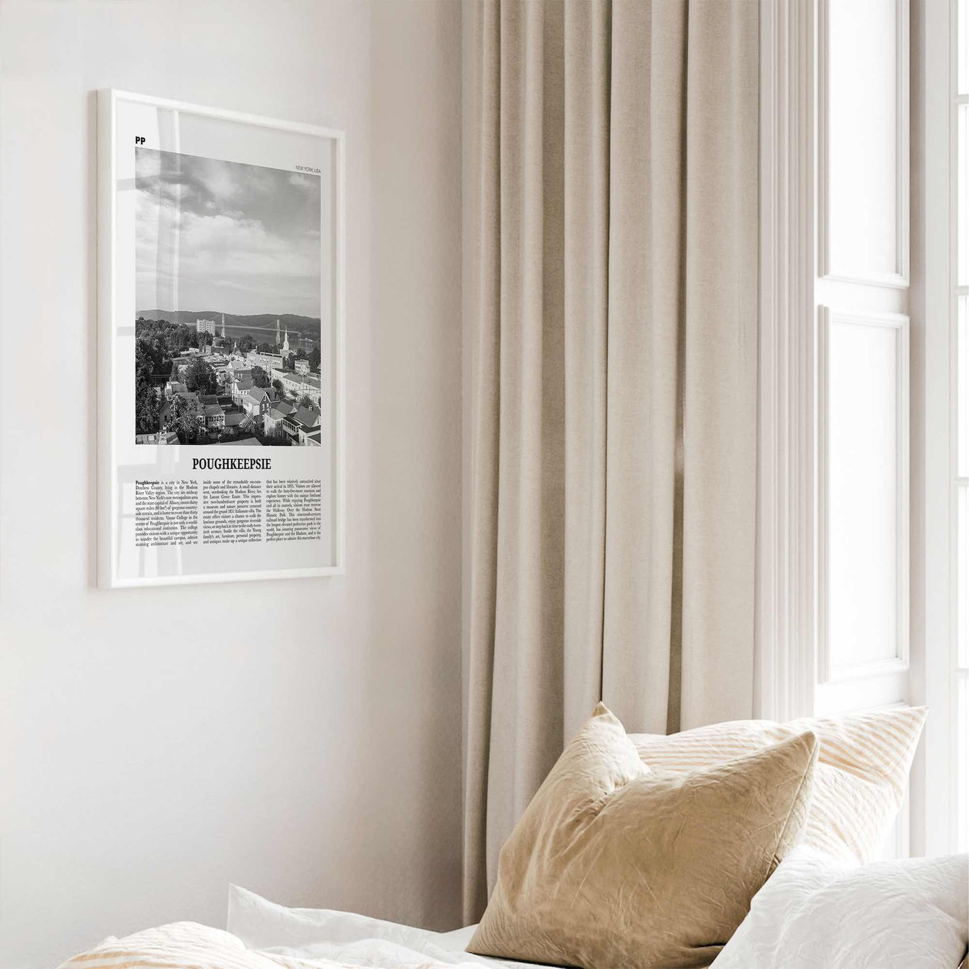 Poughkeepsie Print Black and White, Poughkeepsie Wall Art, Poughkeepsie Poster, Poughkeepsie Photo, Poughkeepsie Map, New York, USA