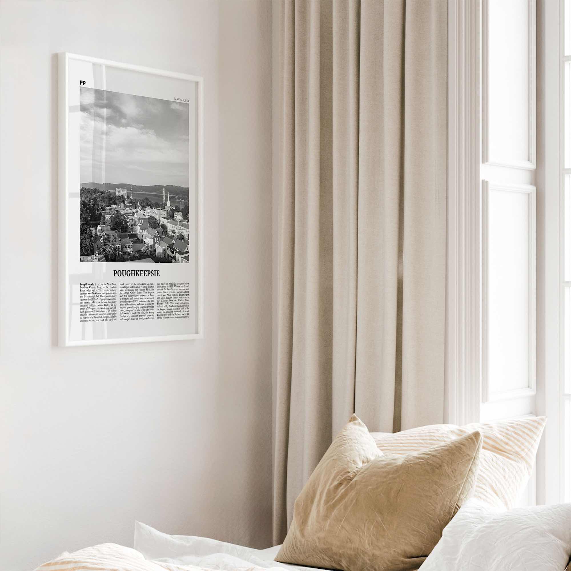 Poughkeepsie Print Black and White, Poughkeepsie Wall Art, Poughkeepsie Poster, Poughkeepsie Photo, Poughkeepsie Map, New York, USA