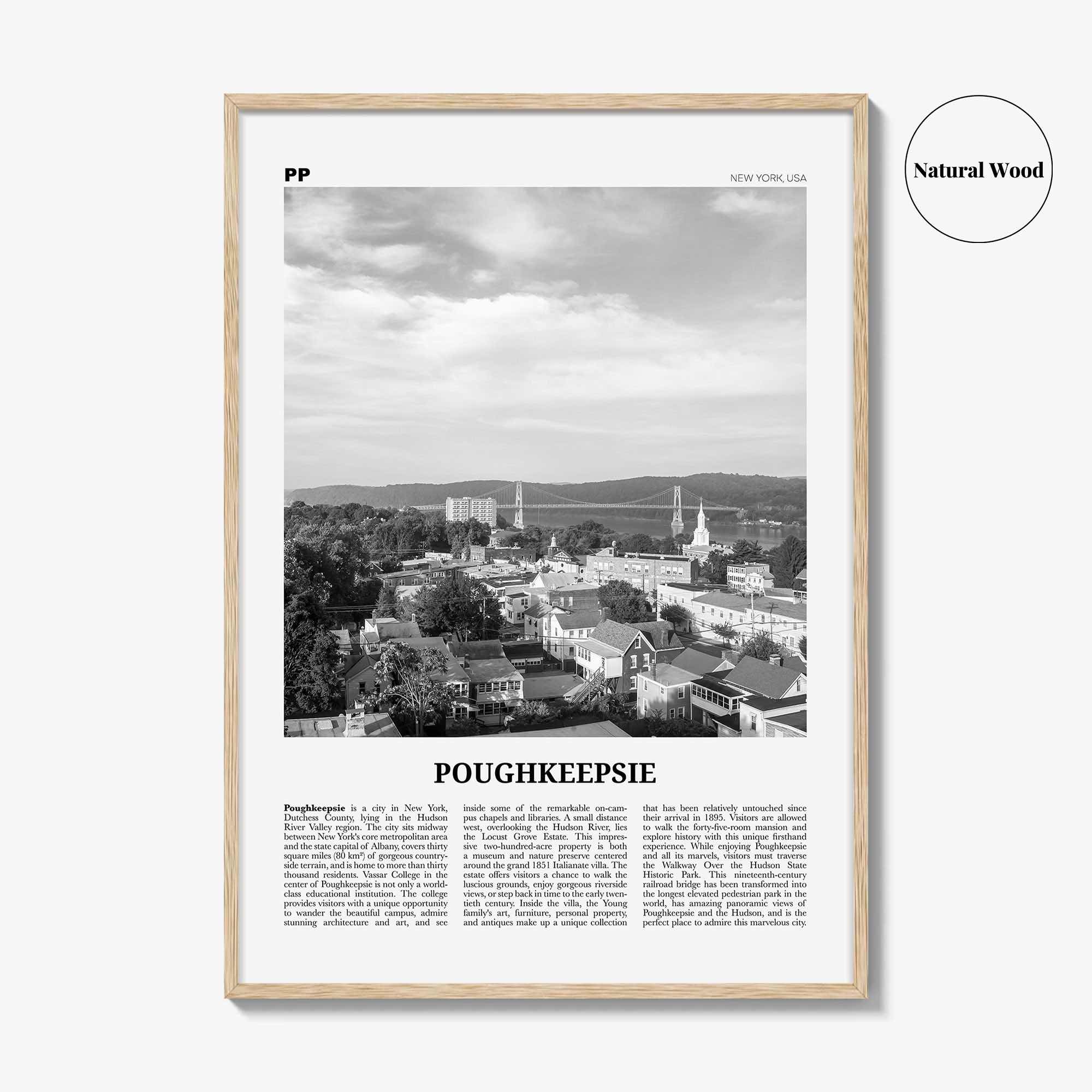 Poughkeepsie Print Black and White, Poughkeepsie Wall Art, Poughkeepsie Poster, Poughkeepsie Photo, Poughkeepsie Map, New York, USA