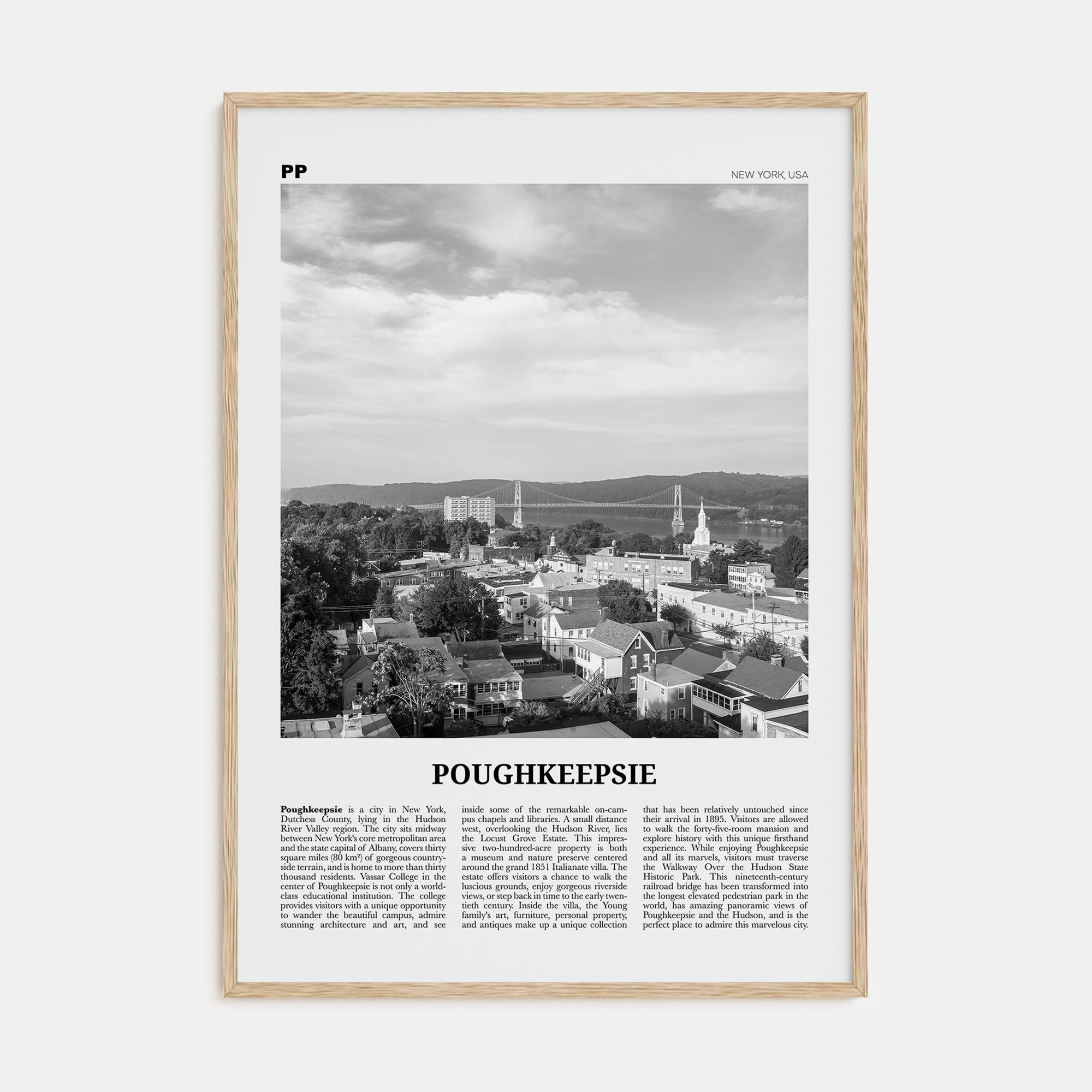 Poughkeepsie Travel B&W Poster