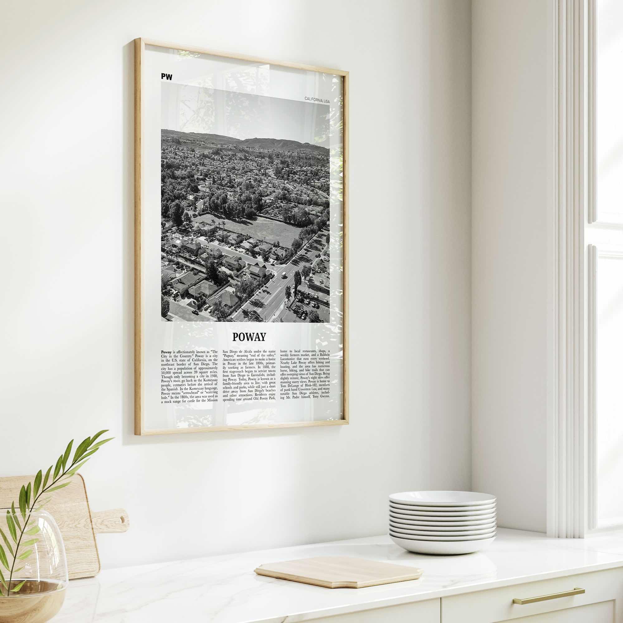 Poway Print Black and White No 1, Poway Wall Art, Poway Poster, Poway Photo, Poway Wall Décor, Poway Map, California, USA