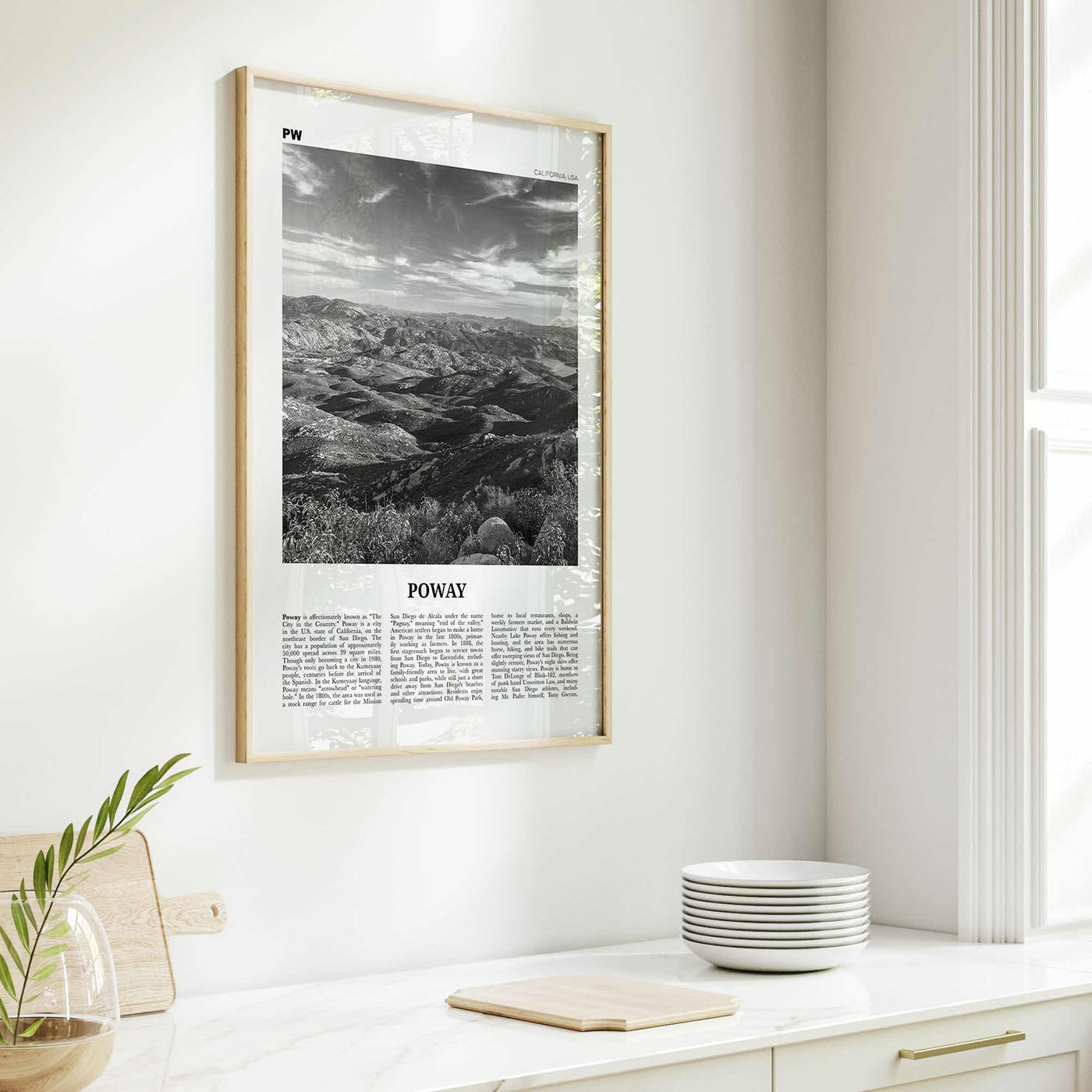 Poway Print Black and White No 2, Poway Wall Art, Poway Poster, Poway Photo, Poway Wall Décor, Poway Map, California, USA