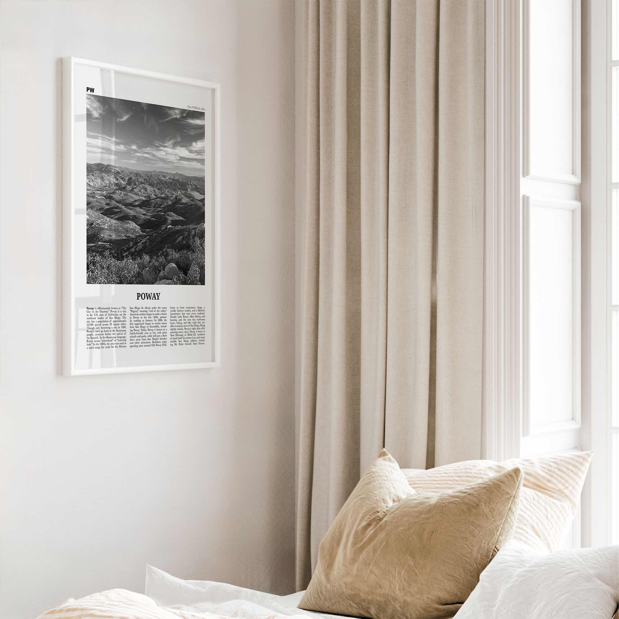 Poway Print Black and White No 2, Poway Wall Art, Poway Poster, Poway Photo, Poway Wall Décor, Poway Map, California, USA