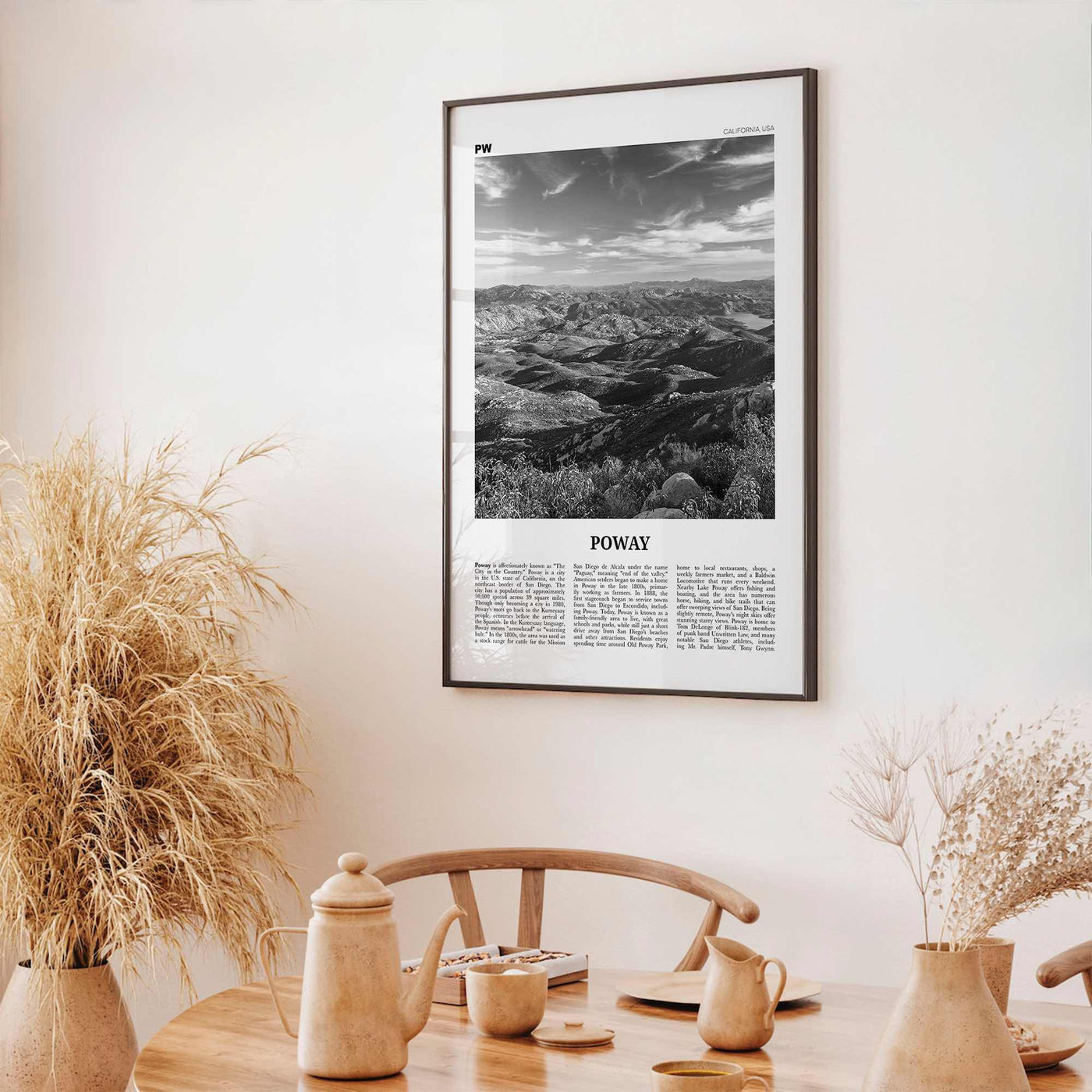 Poway Print Black and White No 2, Poway Wall Art, Poway Poster, Poway Photo, Poway Wall Décor, Poway Map, California, USA