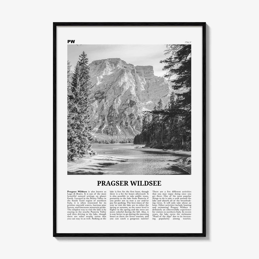 Pragser Wildsee Print Black and White, Pragser Wildsee Wall Art, Pragser Wildsee Photo, Lake Prags, Lake Braies, Prags Dolomites Tyrol Italy