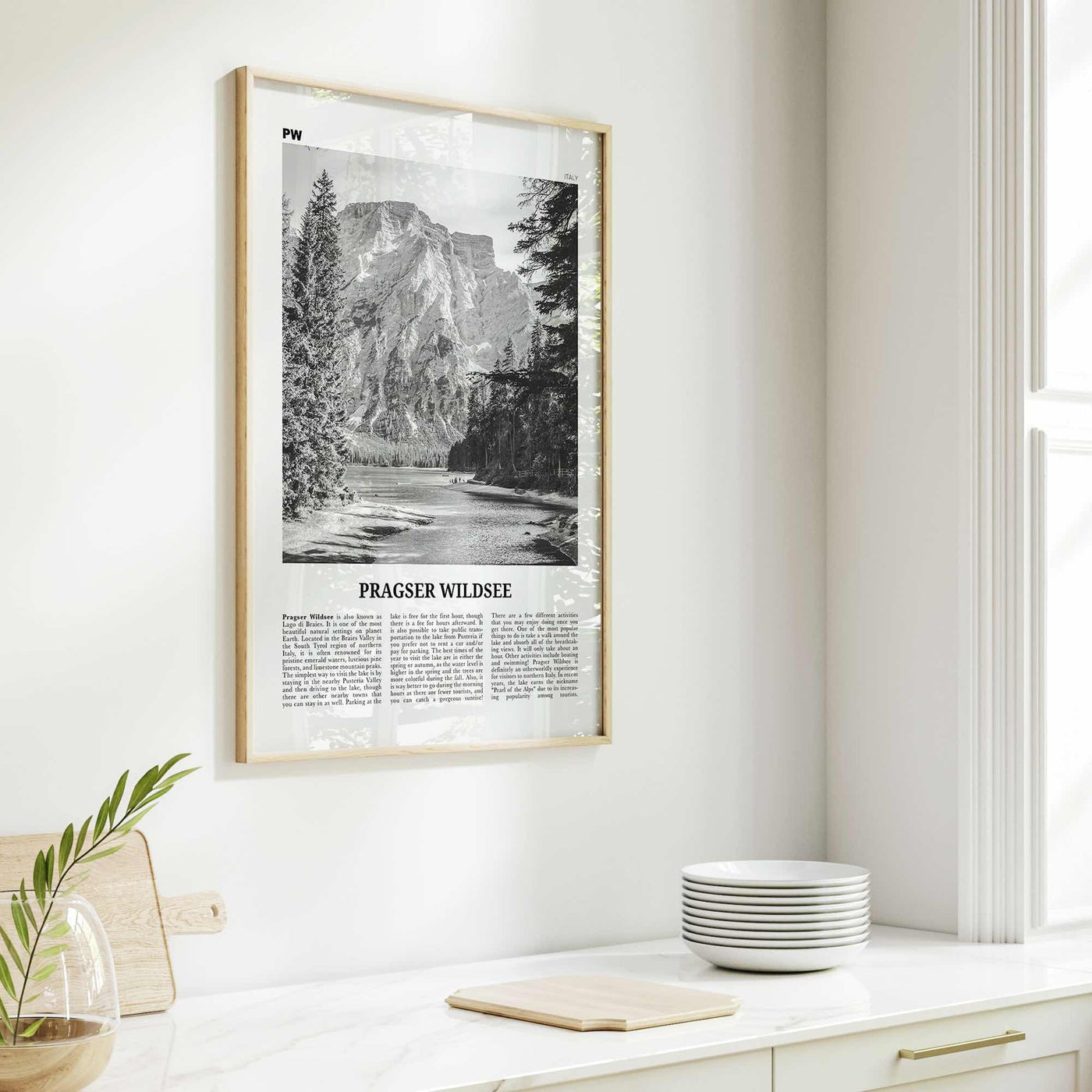 Pragser Wildsee Print Black and White, Pragser Wildsee Wall Art, Pragser Wildsee Photo, Lake Prags, Lake Braies, Prags Dolomites Tyrol Italy