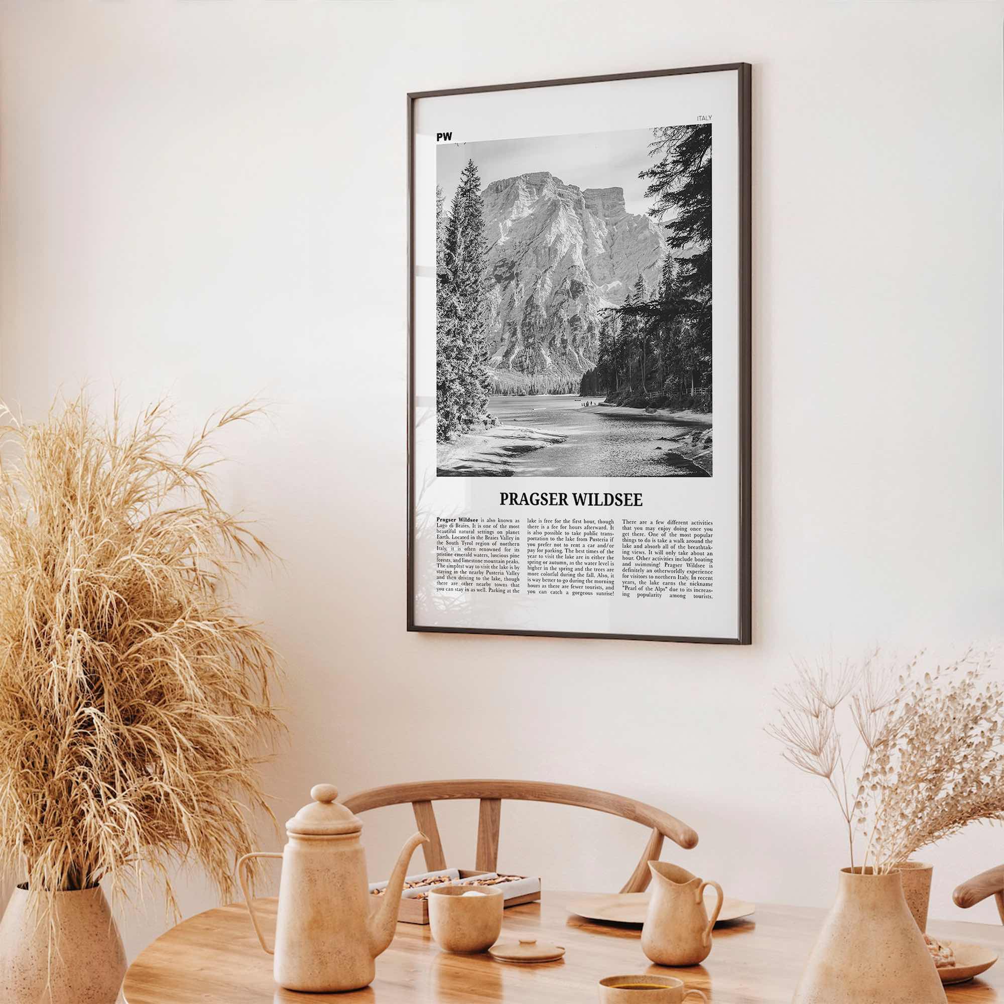 Pragser Wildsee Print Black and White, Pragser Wildsee Wall Art, Pragser Wildsee Photo, Lake Prags, Lake Braies, Prags Dolomites Tyrol Italy