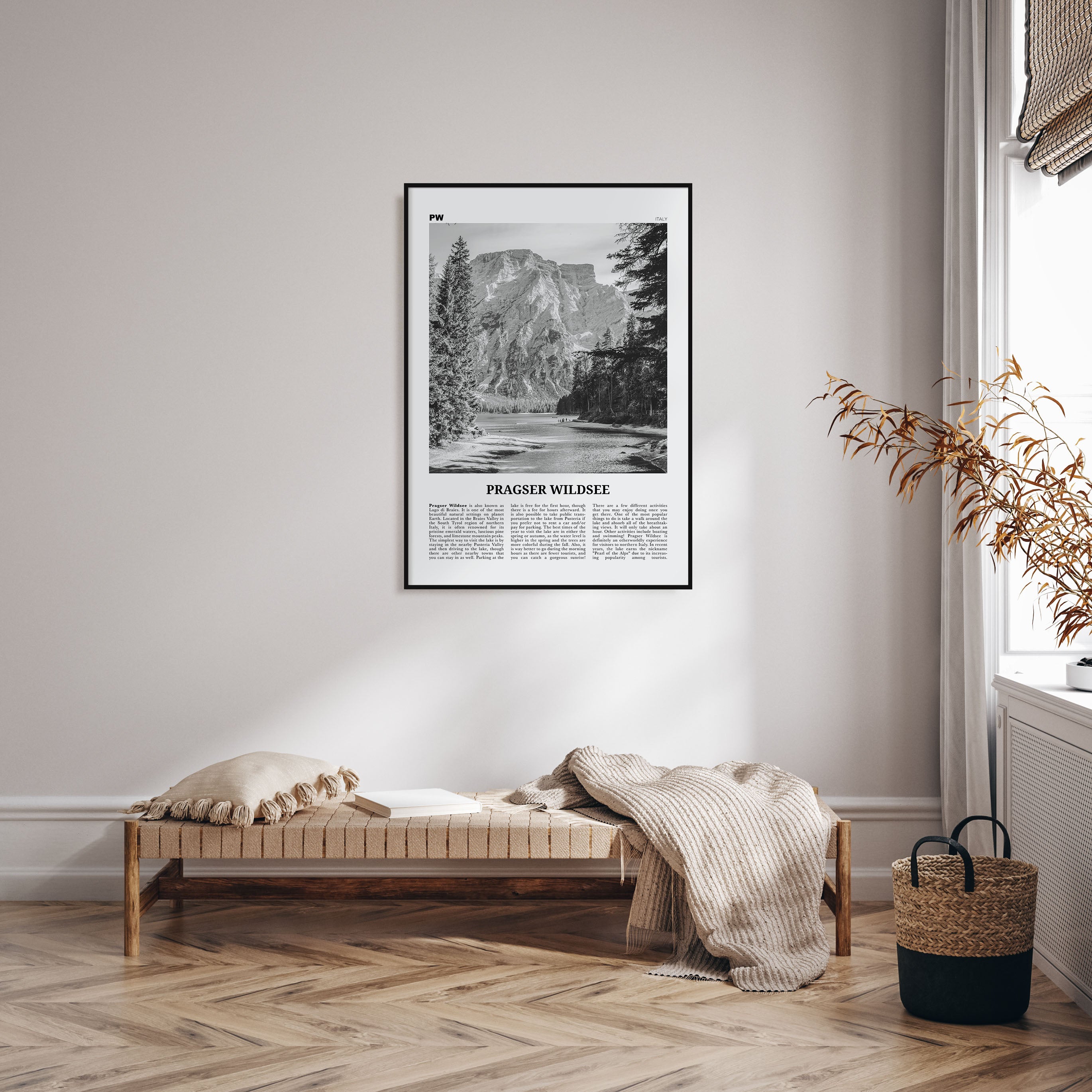 Pragser Wildsee Travel B&W Poster