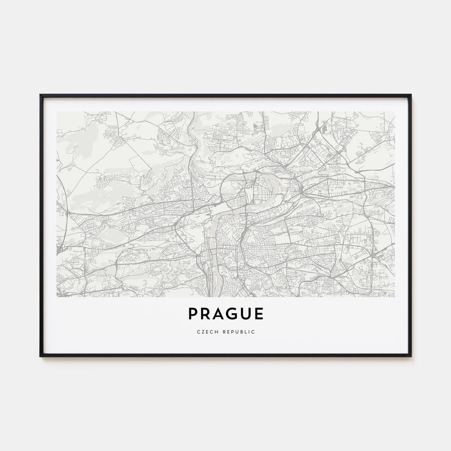 Prague Map Landscape Poster
