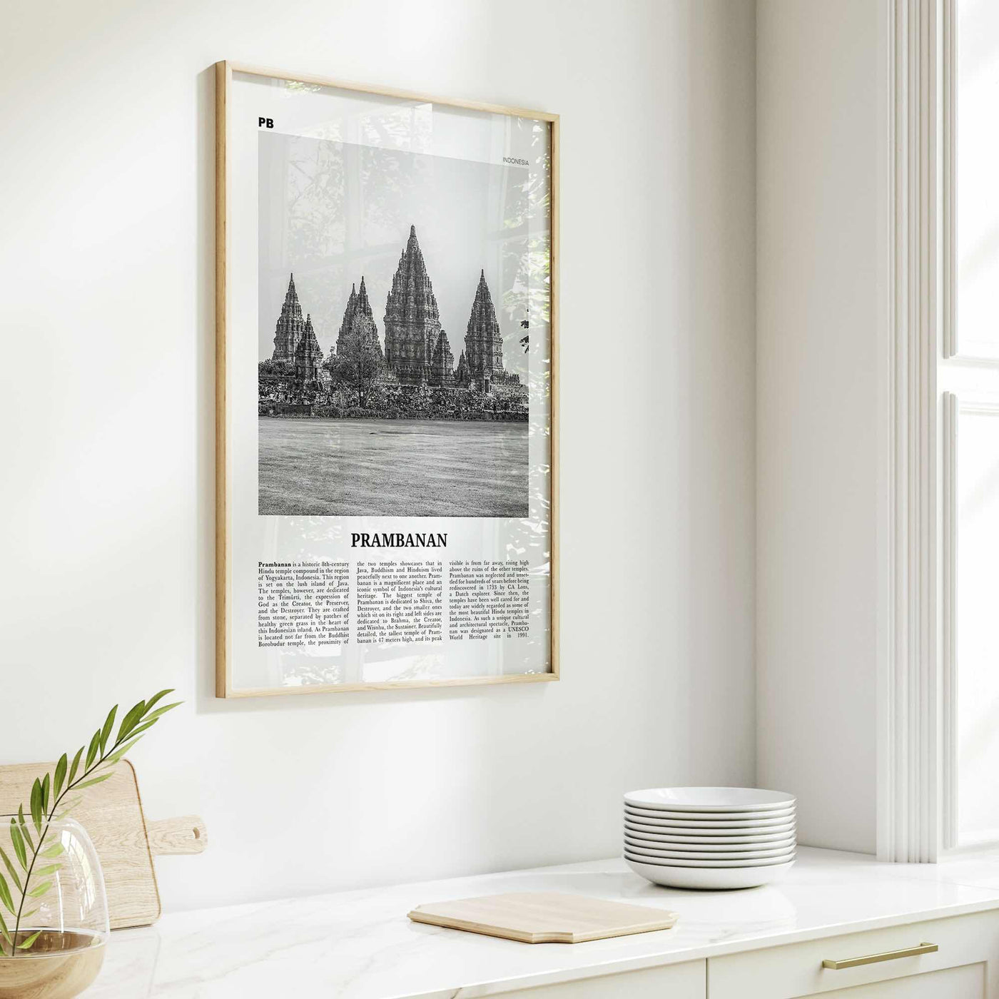 Prambanan Print Black and White, Prambanan Wall Art, Prambanan Poster, Prambanan Photo, Prambanan Wall Décor, Prambanan Map, Indonesia