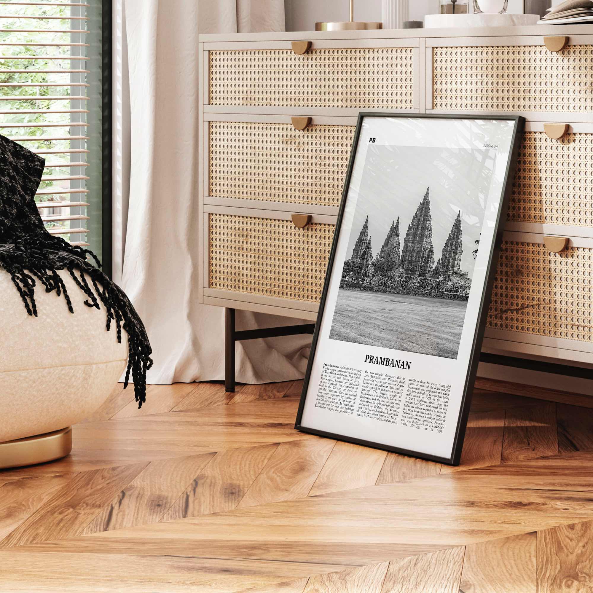 Prambanan Print Black and White, Prambanan Wall Art, Prambanan Poster, Prambanan Photo, Prambanan Wall Décor, Prambanan Map, Indonesia