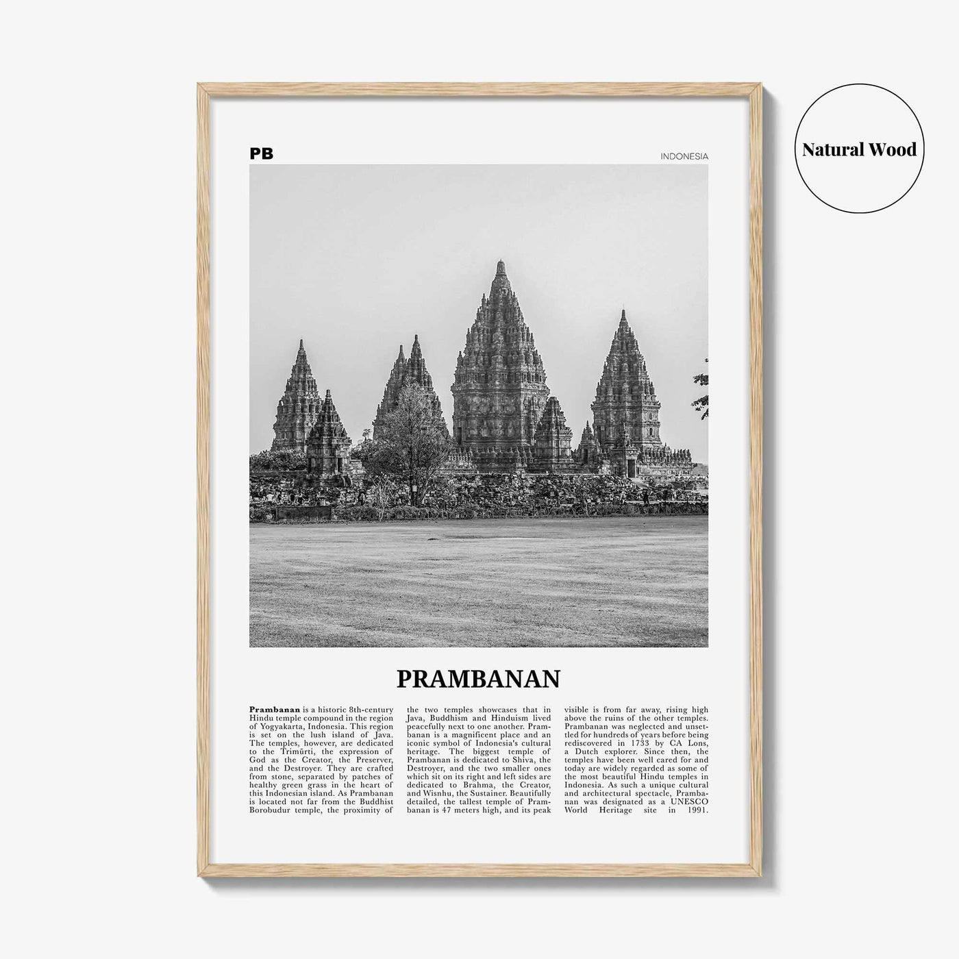 Prambanan Print Black and White, Prambanan Wall Art, Prambanan Poster, Prambanan Photo, Prambanan Wall Décor, Prambanan Map, Indonesia