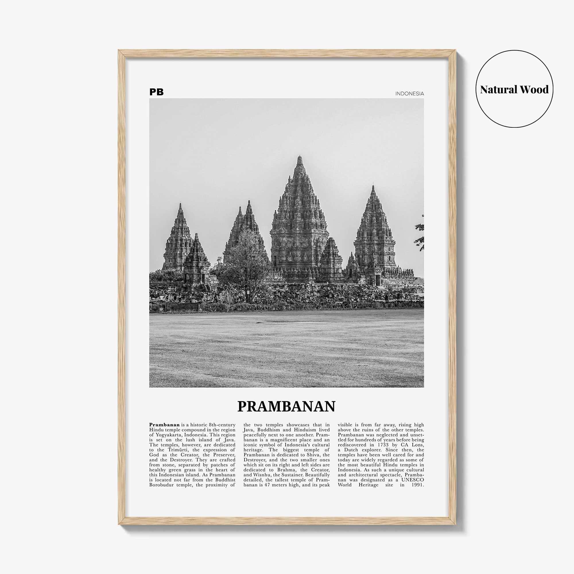 Prambanan Print Black and White, Prambanan Wall Art, Prambanan Poster, Prambanan Photo, Prambanan Wall Décor, Prambanan Map, Indonesia