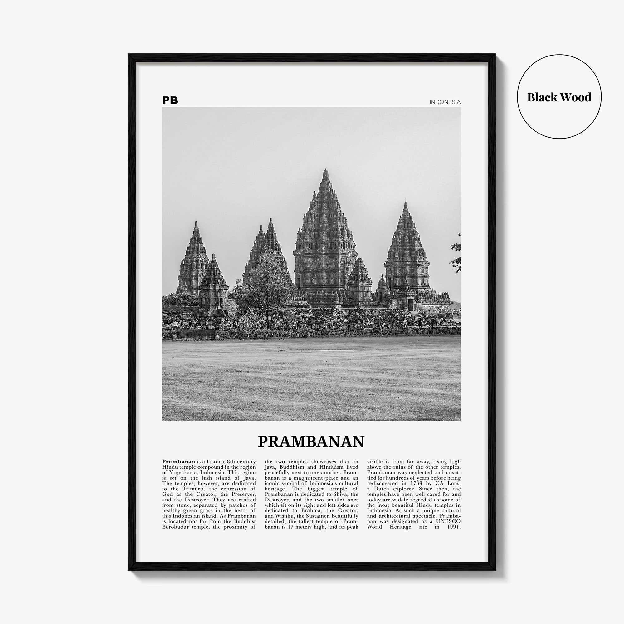 Prambanan Print Black and White, Prambanan Wall Art, Prambanan Poster, Prambanan Photo, Prambanan Wall Décor, Prambanan Map, Indonesia