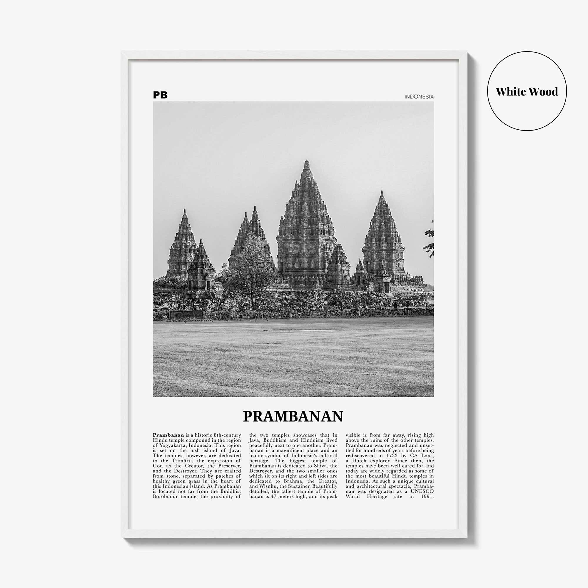 Prambanan Print Black and White, Prambanan Wall Art, Prambanan Poster, Prambanan Photo, Prambanan Wall Décor, Prambanan Map, Indonesia