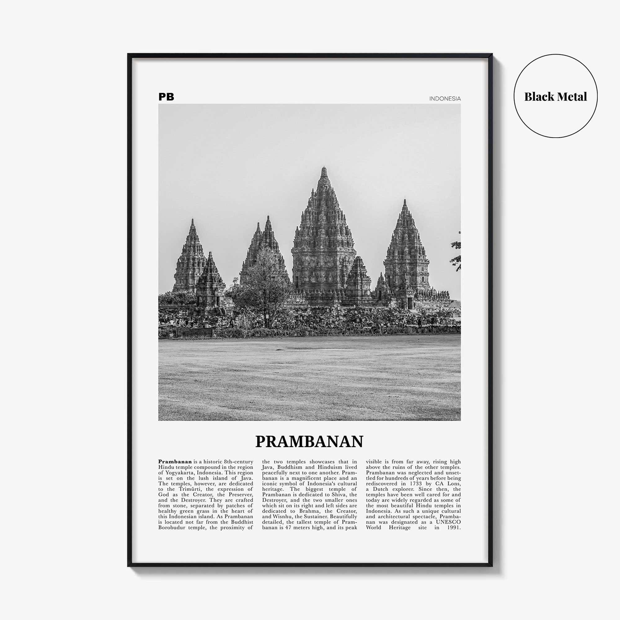 Prambanan Print Black and White, Prambanan Wall Art, Prambanan Poster, Prambanan Photo, Prambanan Wall Décor, Prambanan Map, Indonesia