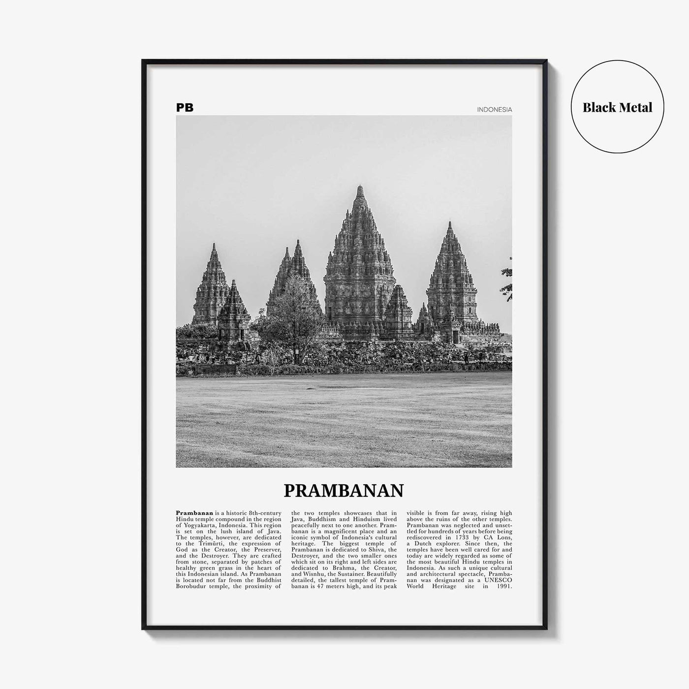Prambanan Print Black and White, Prambanan Wall Art, Prambanan Poster, Prambanan Photo, Prambanan Wall Décor, Prambanan Map, Indonesia