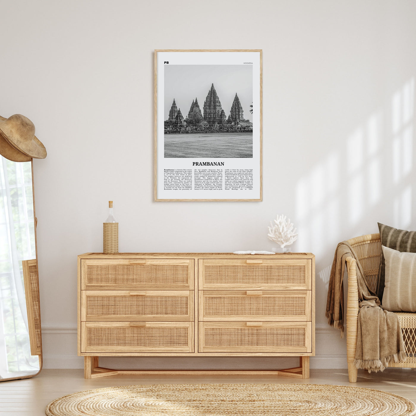 Prambanan Travel B&W Poster
