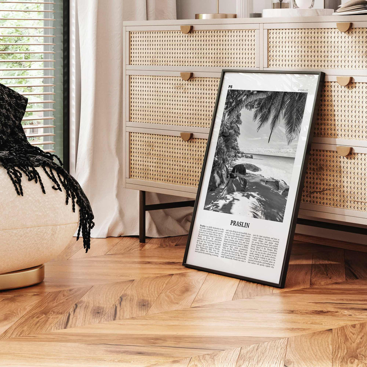 Praslin Print Black and White, Praslin Wall Art, Praslin Poster, Praslin Photo, Praslin Wall Décor, Praslin Map, Seychelles