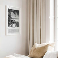 Praslin Print Black and White, Praslin Wall Art, Praslin Poster, Praslin Photo, Praslin Wall Décor, Praslin Map, Seychelles