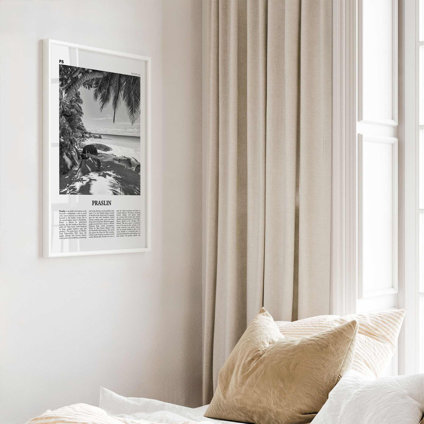 Praslin Print Black and White, Praslin Wall Art, Praslin Poster, Praslin Photo, Praslin Wall Décor, Praslin Map, Seychelles