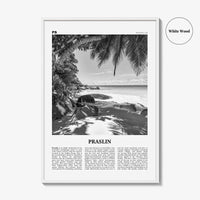 Praslin Print Black and White, Praslin Wall Art, Praslin Poster, Praslin Photo, Praslin Wall Décor, Praslin Map, Seychelles
